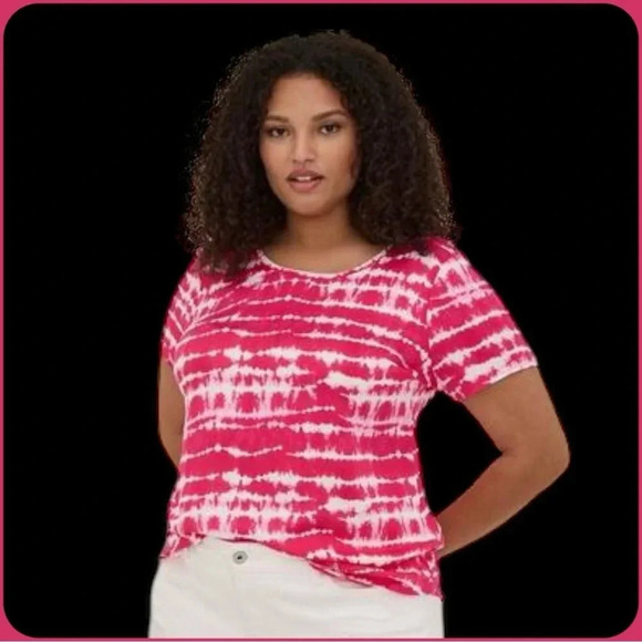 torrid Tops - New Torrid Top Womens Size 0 (L) Pink Tie Dye Challis Stretch T-Shirt Y2K Whimsy